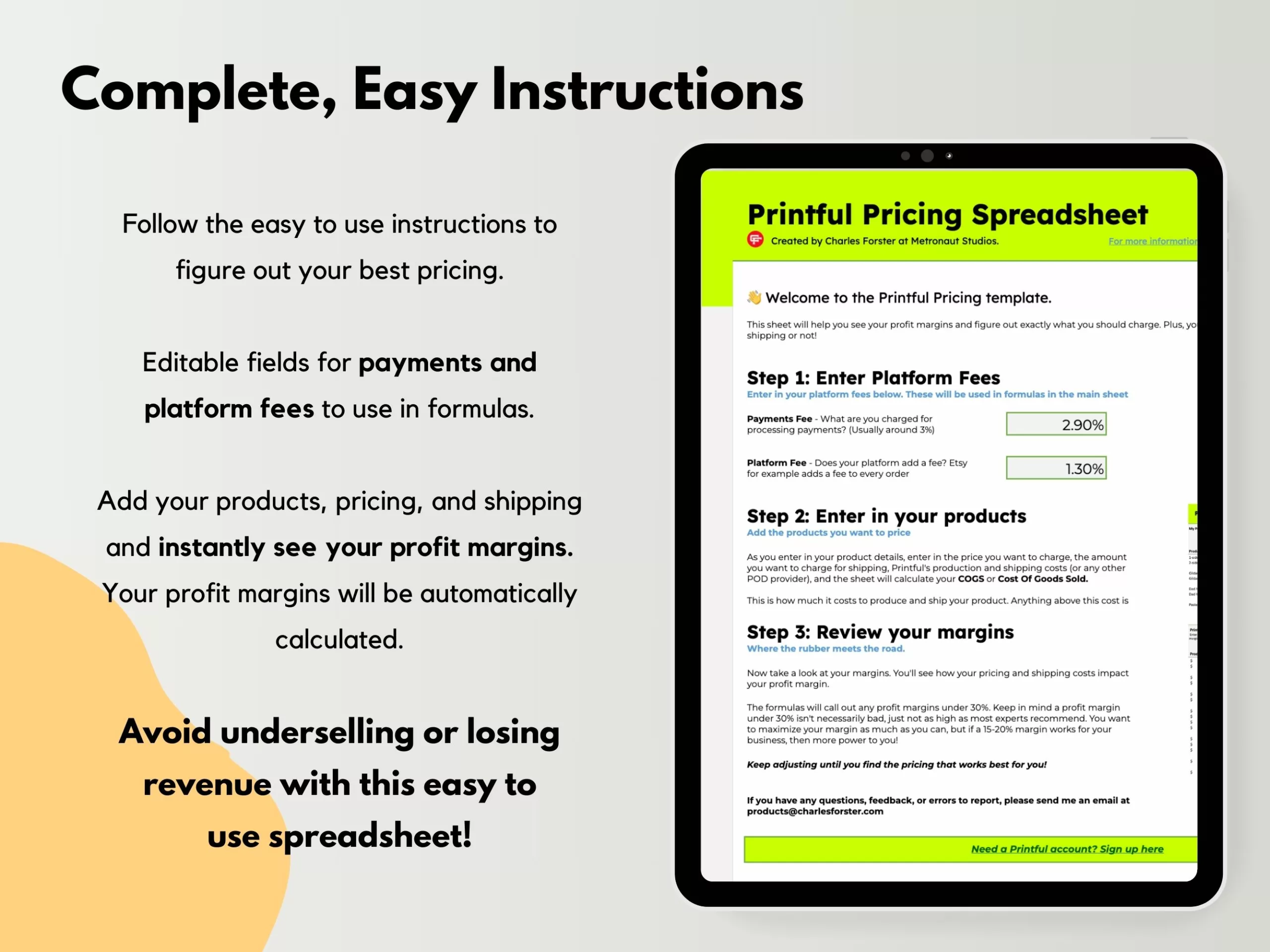 Printful + Etsy Pricing Calculator Google Sheets Spreadsheet - Image 2