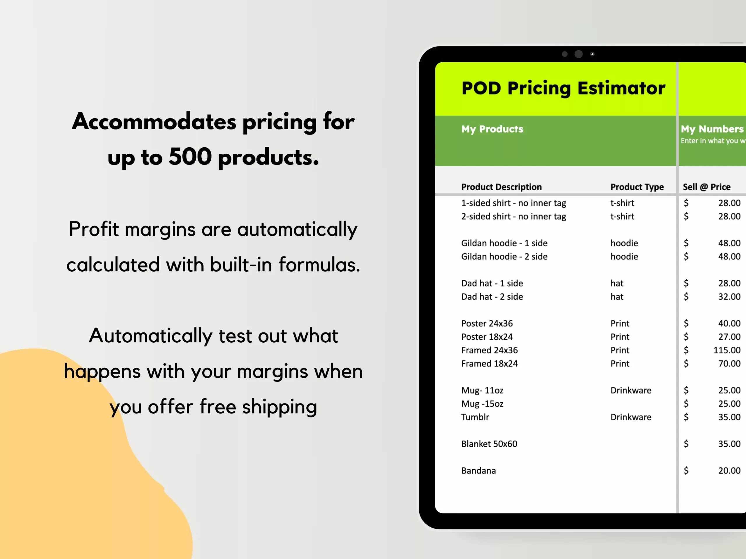 Printful + Etsy Pricing Calculator Google Sheets Spreadsheet - Image 4