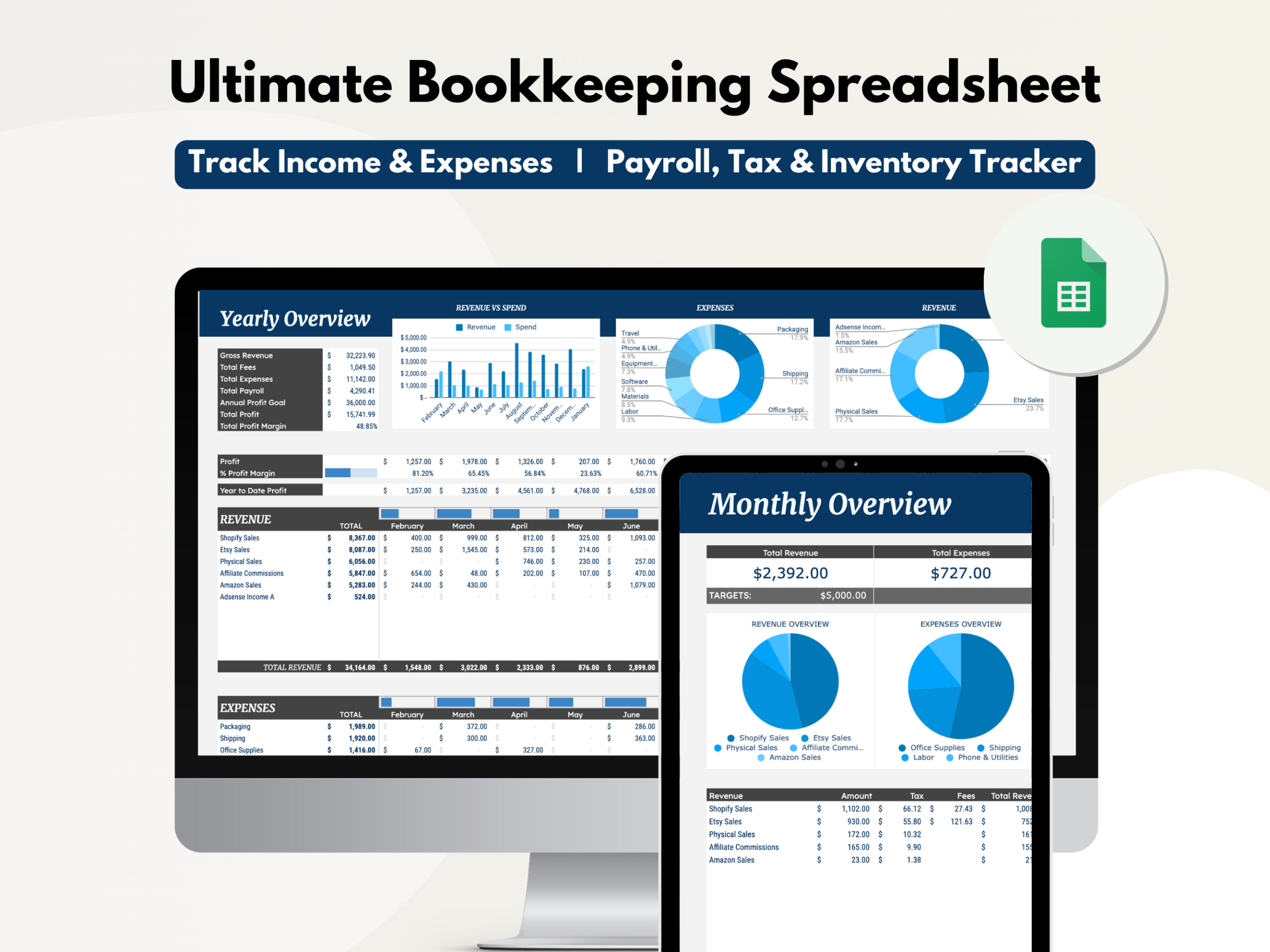 All-in-one Bookkeeping Template - Google Sheets
